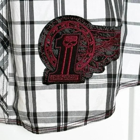 Harley Davidson Mens 3XL Plaid Woven Short Sleeve Shirt - Picture 3 of 10